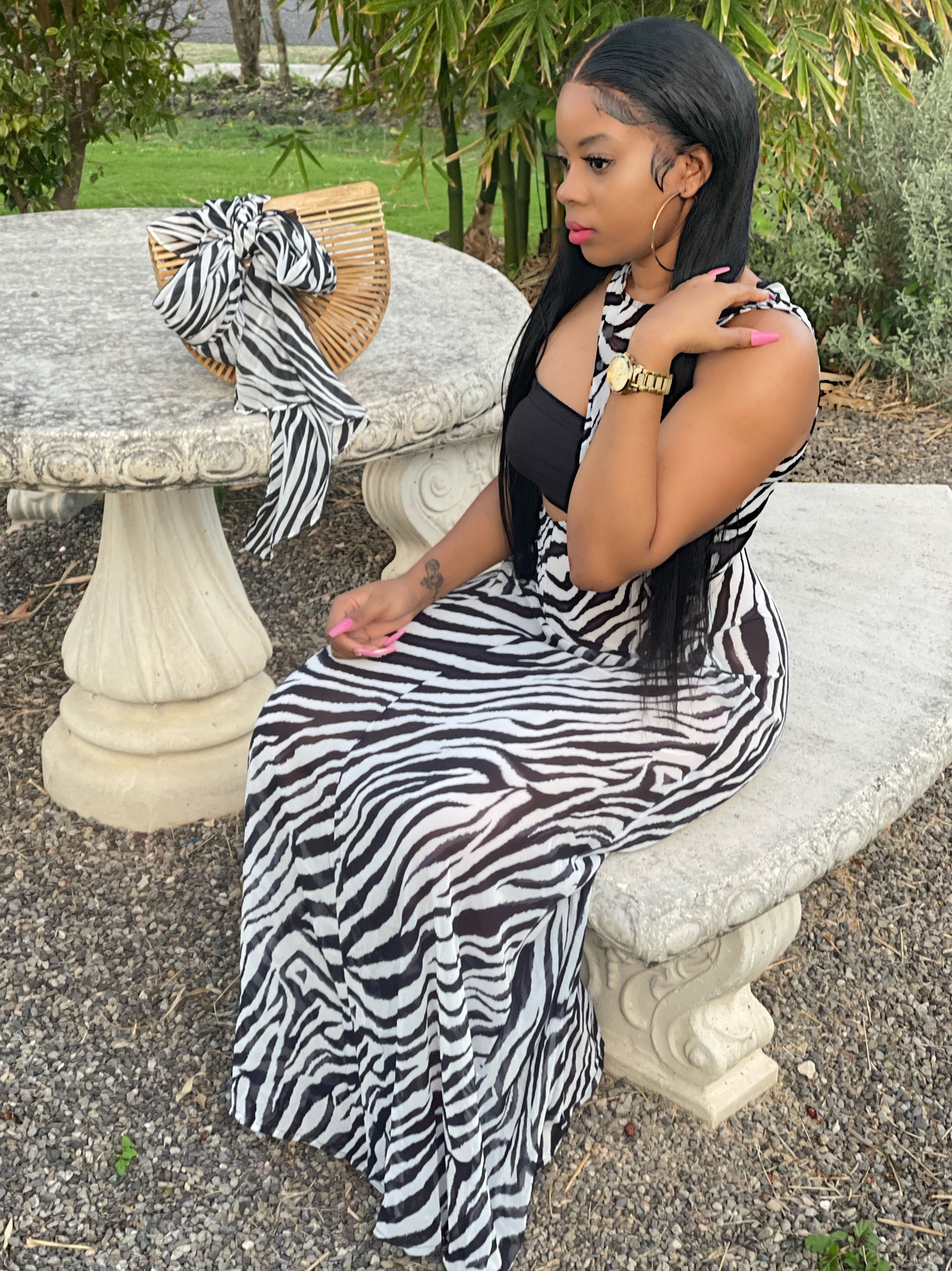 Zebra 2 piece maxi dress set